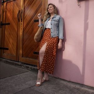 NWOT Rust Polka Dot Maxi Skirt